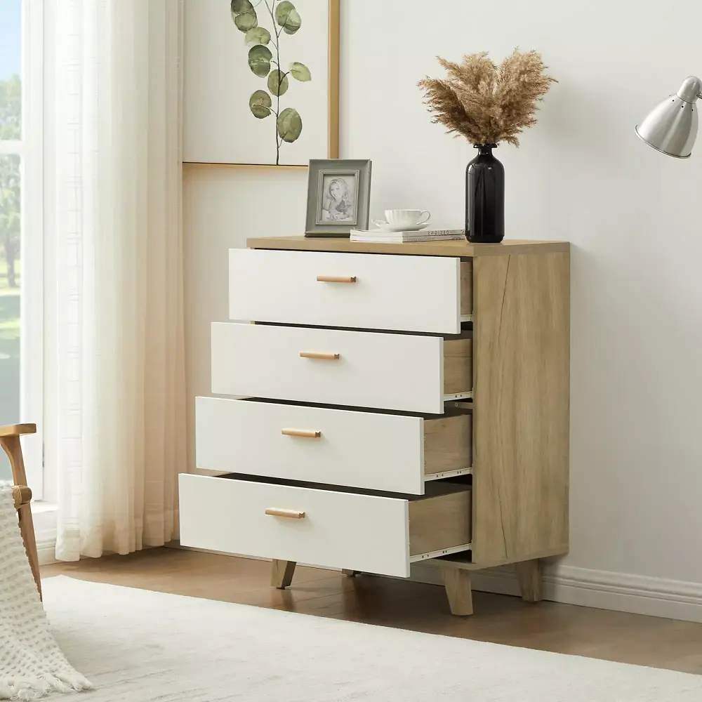Solid Wood Dresser Cabinet with Bar Storage Elegant Bedroom Furniture