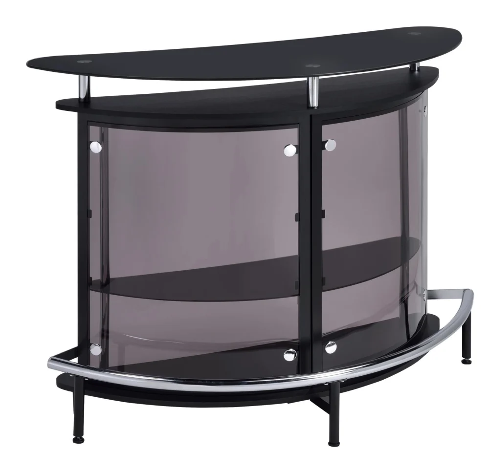 Amarillo 2-Tier Bar Unit in Black and Chrome