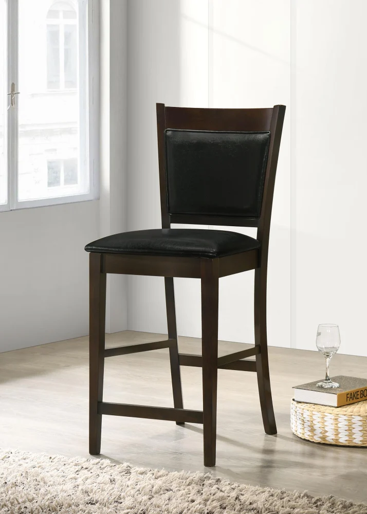 Jaden Upholstered Counter Height Stools Black and Espresso - Set of 2 Bar Stools
