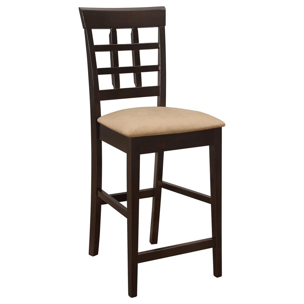 Gabriel Upholstered Counter Height Stools Set of 2 in Cappuccino and Beige