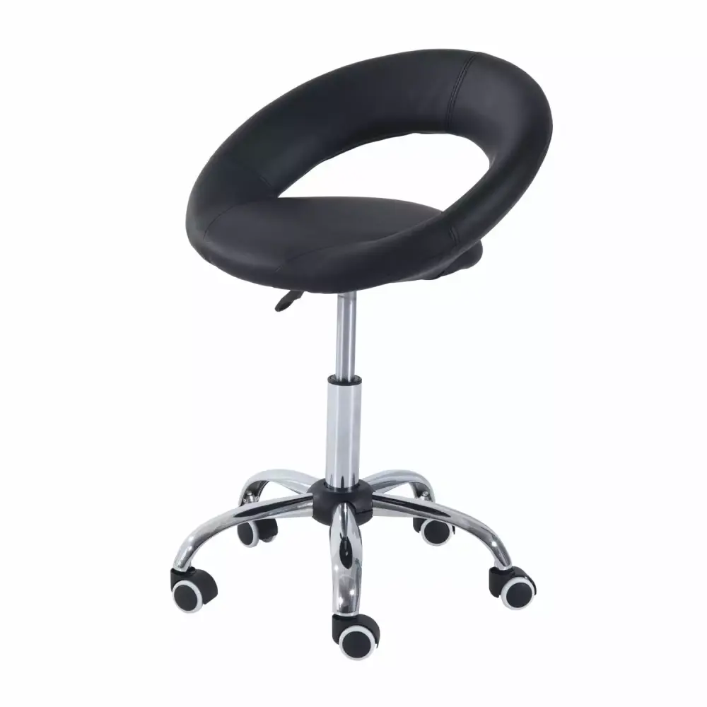 HomCom Adjustable Height Swivel Stool - 300 lb Capacity Black Bar Stool for Home & Office