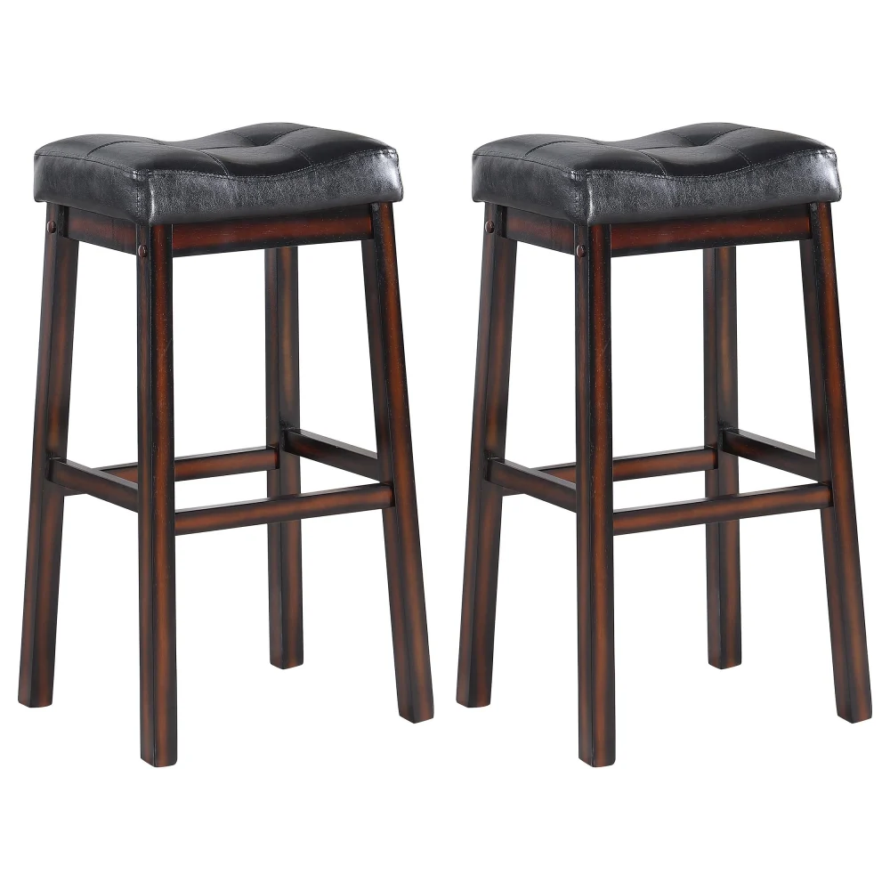 Donald Upholstered Bar Stools Black and Cappuccino Set of 2 - Counter Height Stools