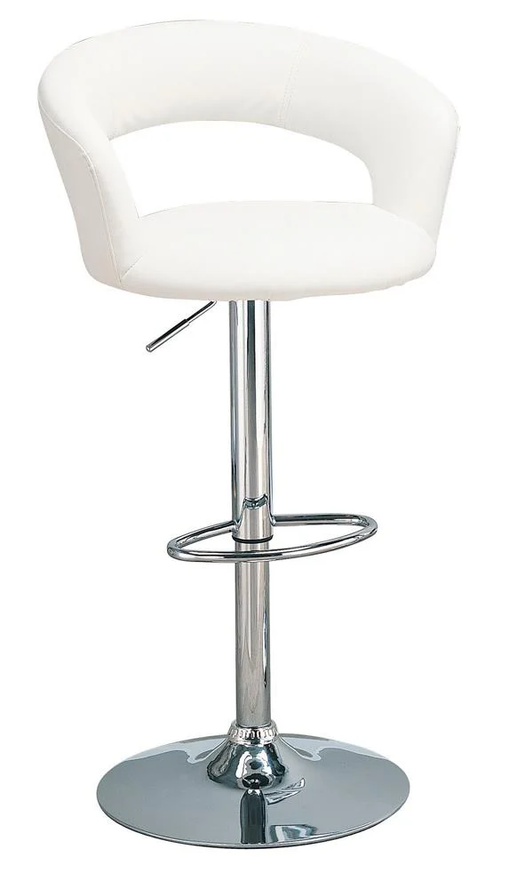 Barraza 29 Inch Adjustable Height Bar Stool in White and Chrome