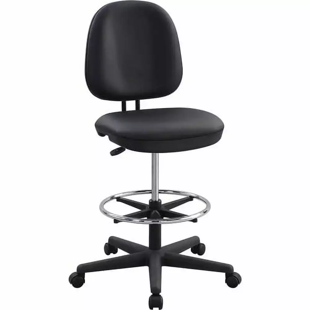 Lorell Vinyl Contoured Back Stool Black 5 Star Base