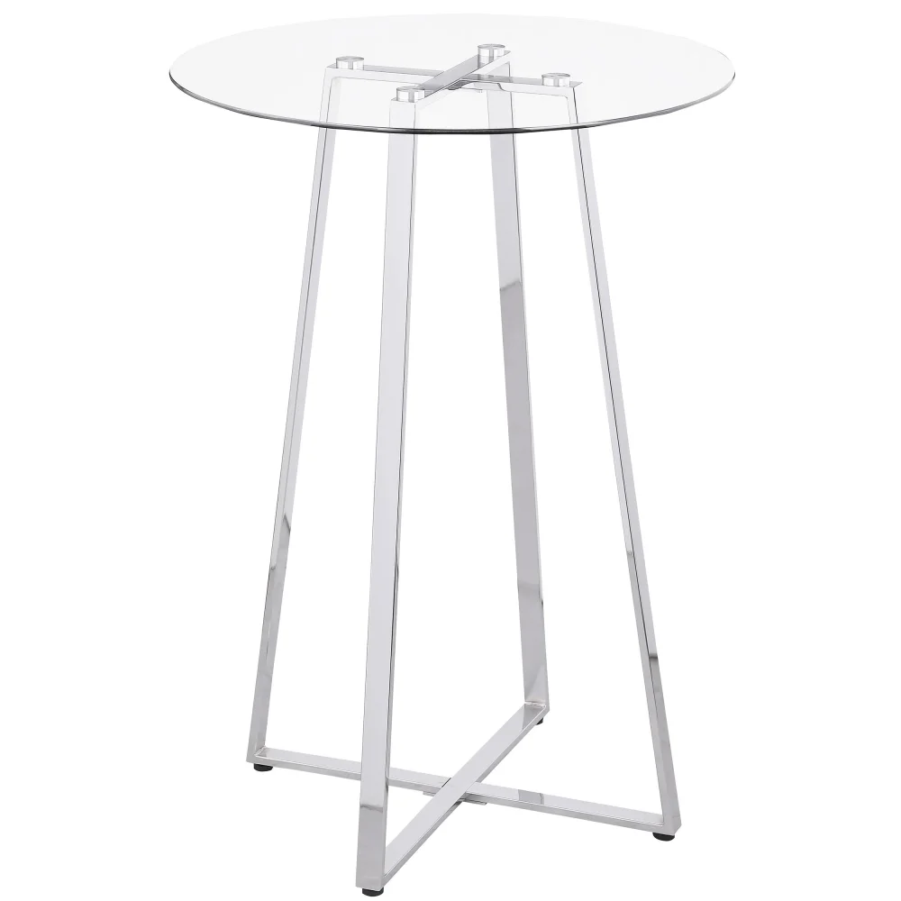 Zanella Glass Top Bar Table Chrome - Modern Bar Furniture