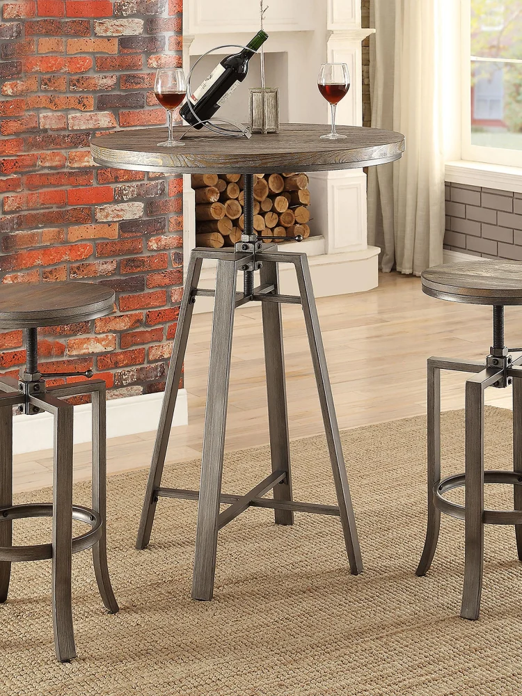 Bartlett Adjustable Height Swivel Bar Table Brushed Nutmeg Counter Stool Companion