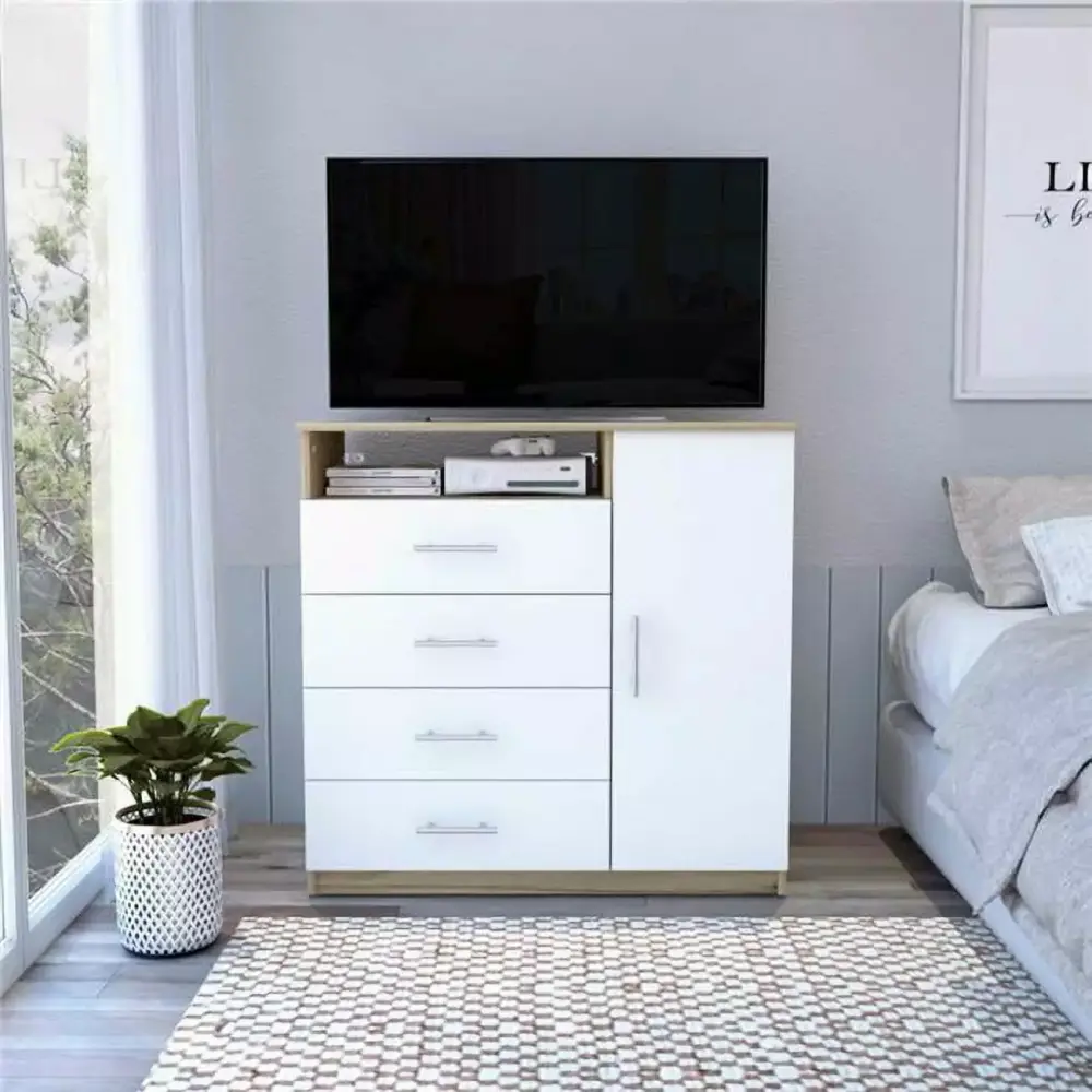 Rioja 4 Drawer Dresser in White - Simple Bedroom Storage Cabinet