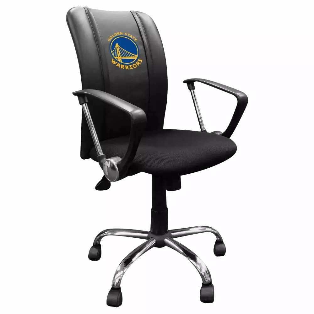 Black Golden State Warriors Logo Curve Task Chair for NBA Fans