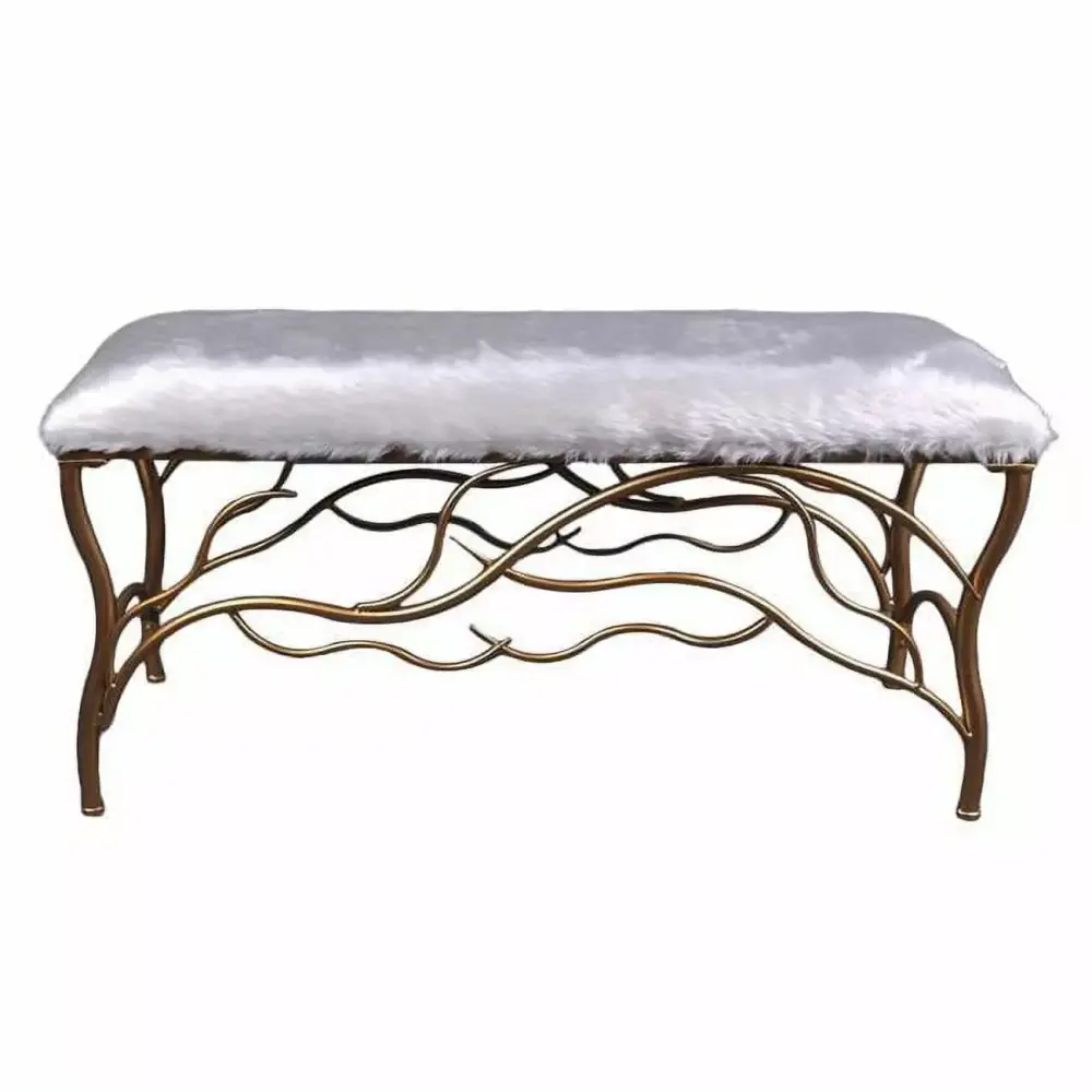 CheungsRattan 4586 Metal Bedroom Bench in Brown for Modern Decor
