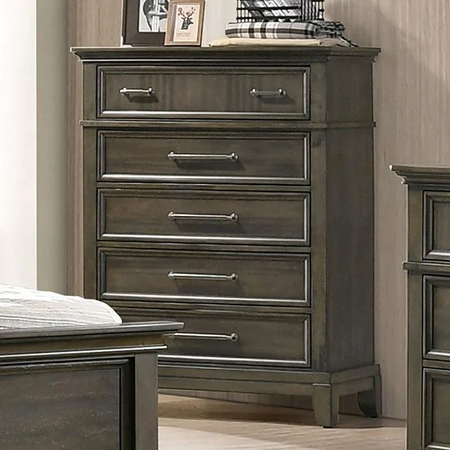 HOUSTON Gray Wooden Chest for Bedroom Storage