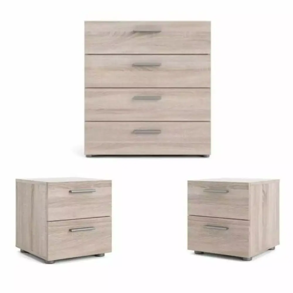 Home Square 4 Drawer Chest and 2 Drawer Nightstands 3 Piece Bedroom Set in Truffle