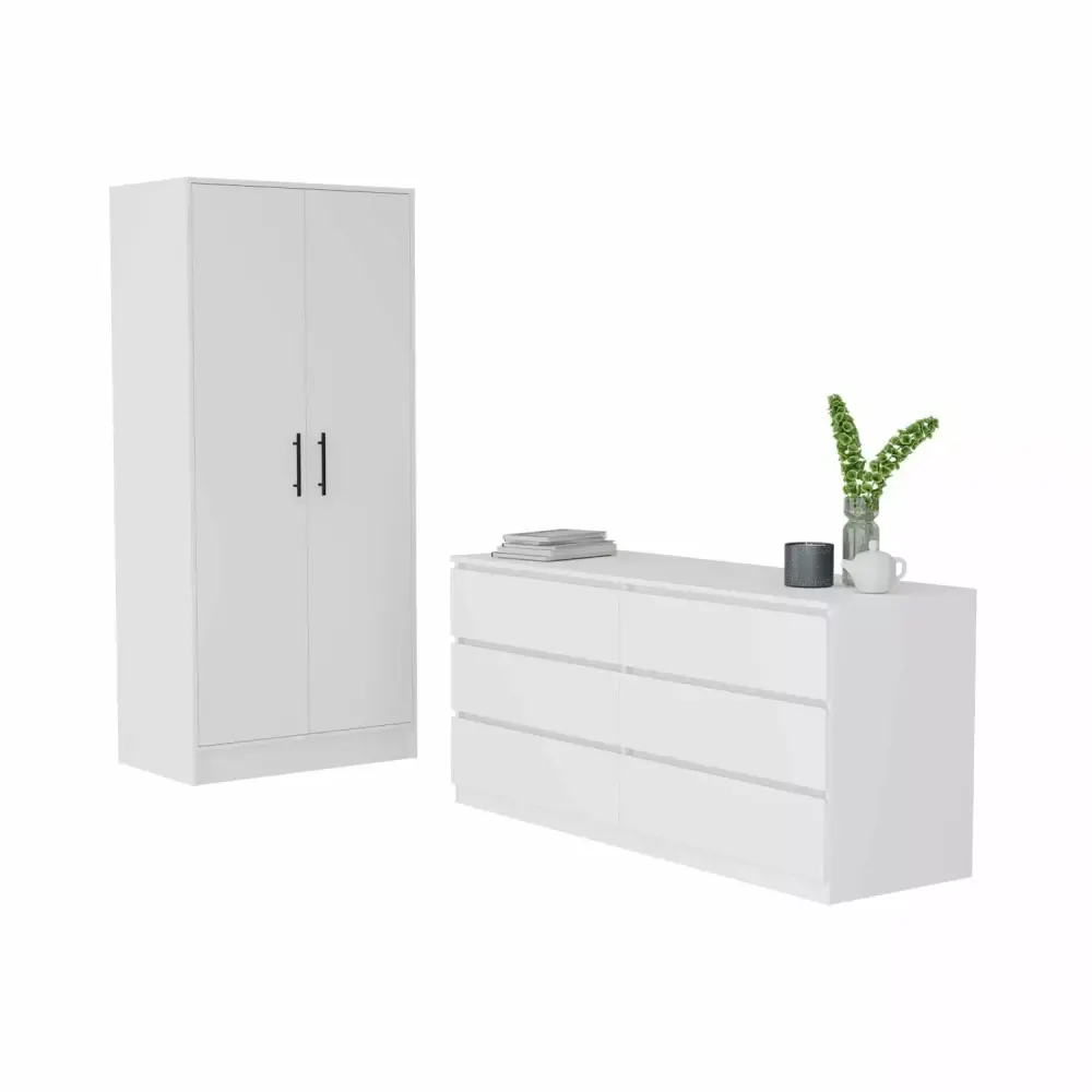 Miekor Furniture Quincy White 2 Piece Bedroom Set BS7095