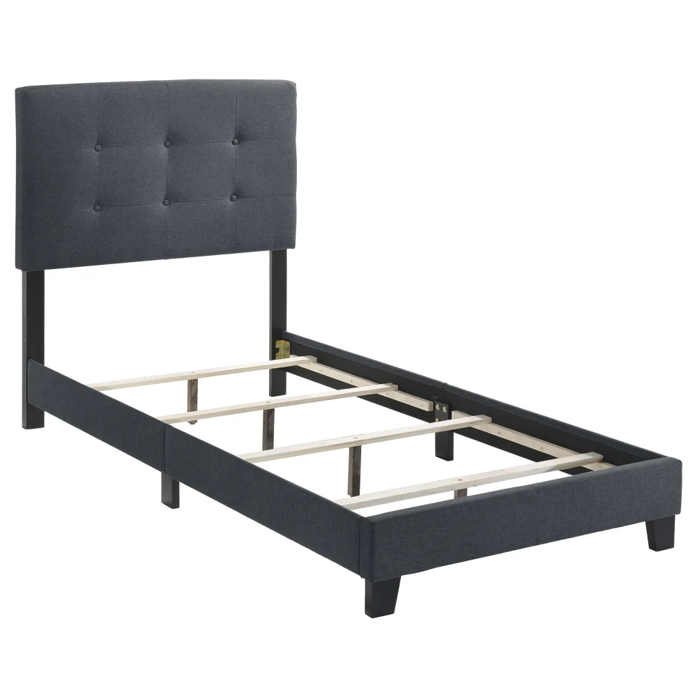 Mapes Tufted Upholstered Twin Bed in Grey for Modern Bedroom
