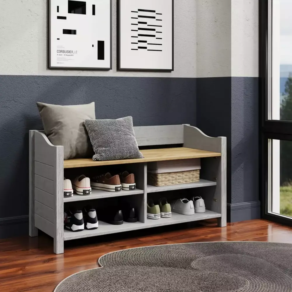 Corona Gray Shoe Rack and Bench by Furniture Dash for Entryway Organization