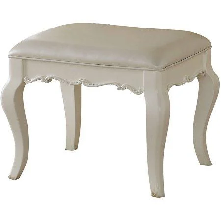Acme Edalene Pearl White Vanity Bench for Dressing Table