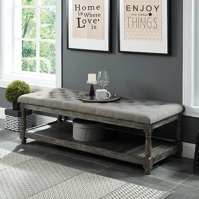 Tanya Gray Bench - Modern Storage Bench for Bedroom