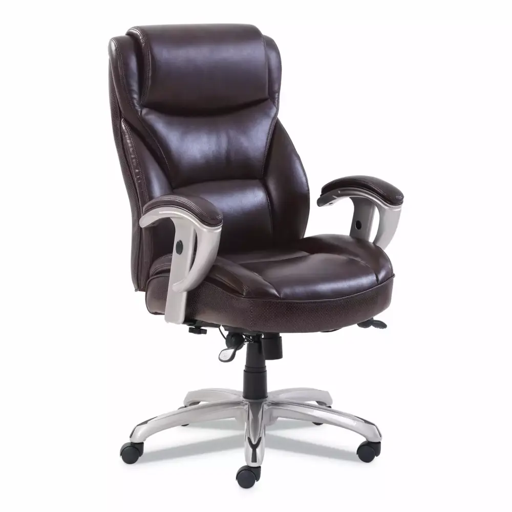 SertaPedic Emerson Big and Tall Task Chair 400 lbs Capacity Brown Silver