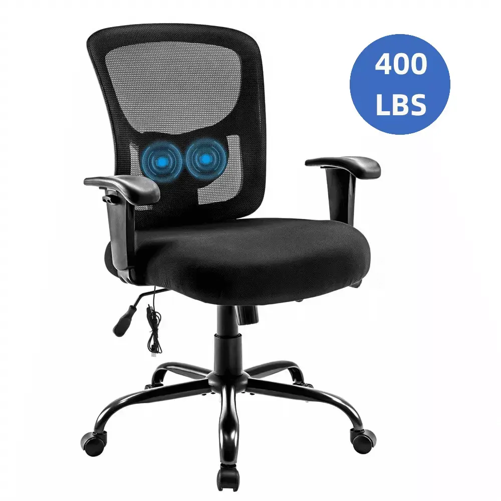 Bigroof 400lbs Heavy Duty Ergonomic Mesh Office Chair with Lumbar Support and Adjustable Armrests