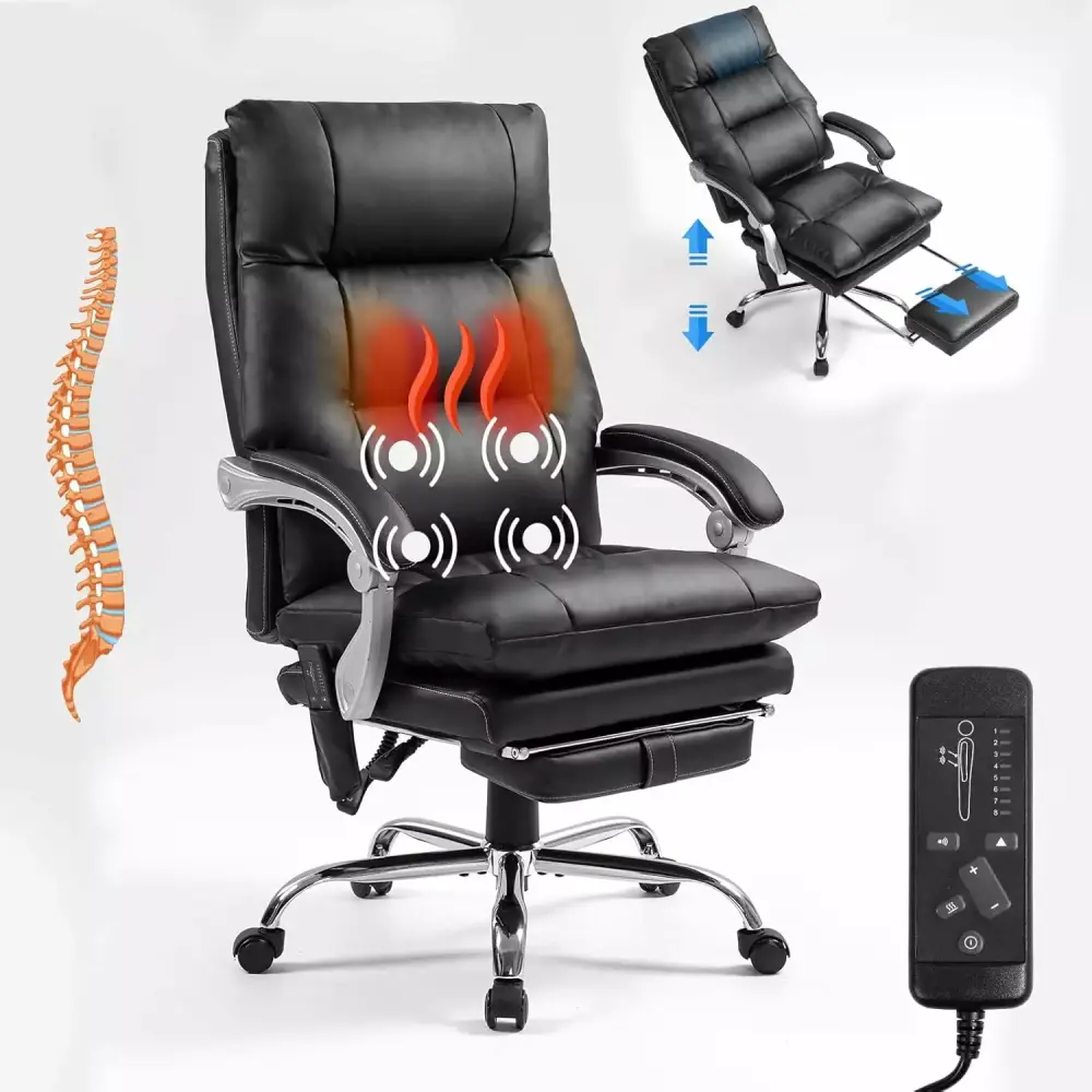 400lbs Big and Tall Executive Leather Office Chair with Foot Rest