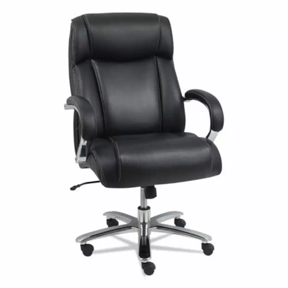 ALE Maxxis Series Big & Tall Leather Chair in Black & Chrome for Heavy Duty Use