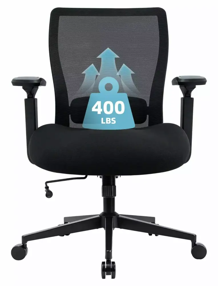 Big and Tall Office Chair 400lbs Heavy Duty Ergonomic Mesh Chair with 4D Armrest and Thick Padded Seat