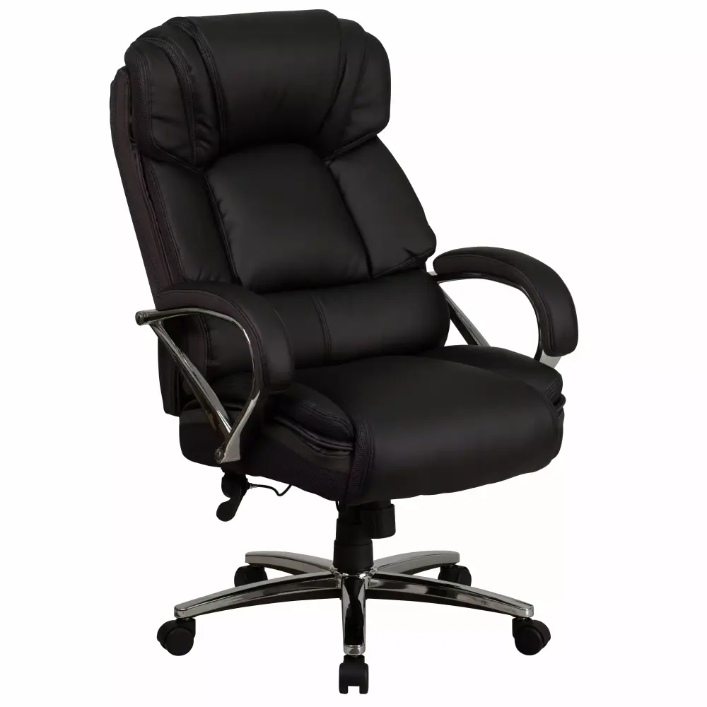 BizChair Big & Tall 500 lb. Rated Black LeatherSoft Executive Swivel Ergonomic Office Chair with Chrome Base