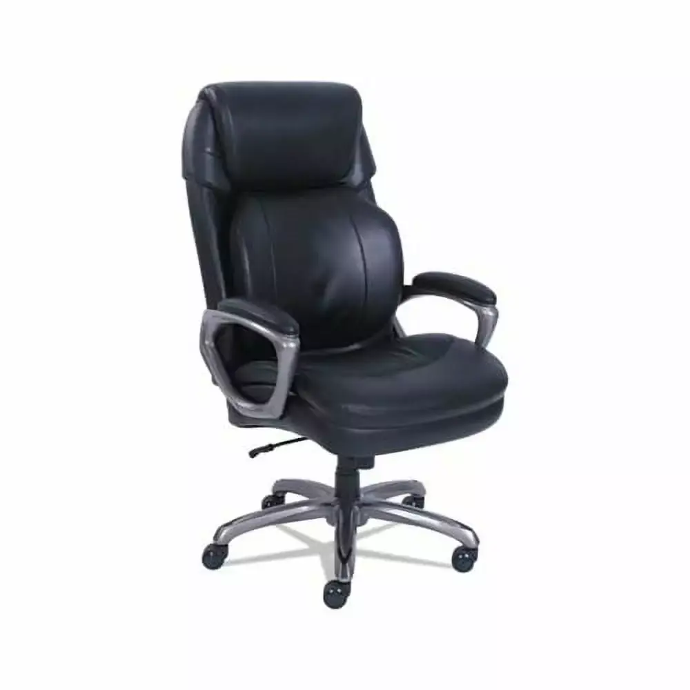 Cosset Big and Tall Executive Chair Black Seat Black Back Slate Base Supports up to 400 lbs
