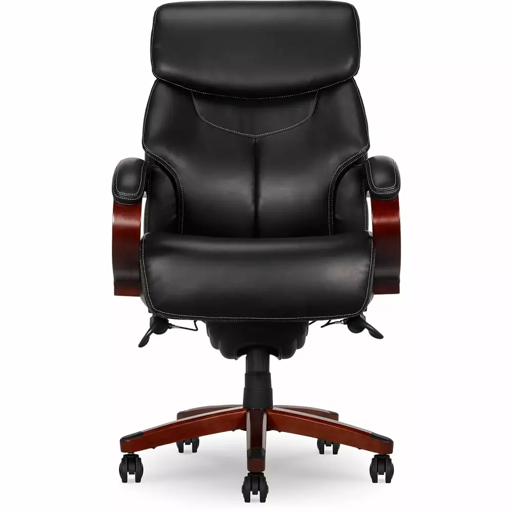 La-Z-Boy Bradley Bonded Leather Executive Chair Black with High Back and Padded Arms
