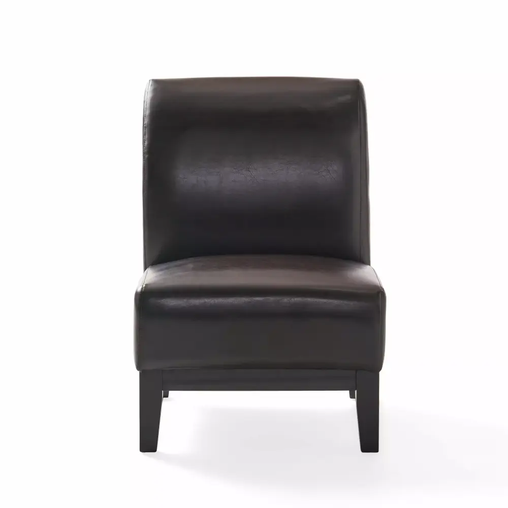 GDF Studio Nathan Brown Espresso Bonded Leather Slipper Chair