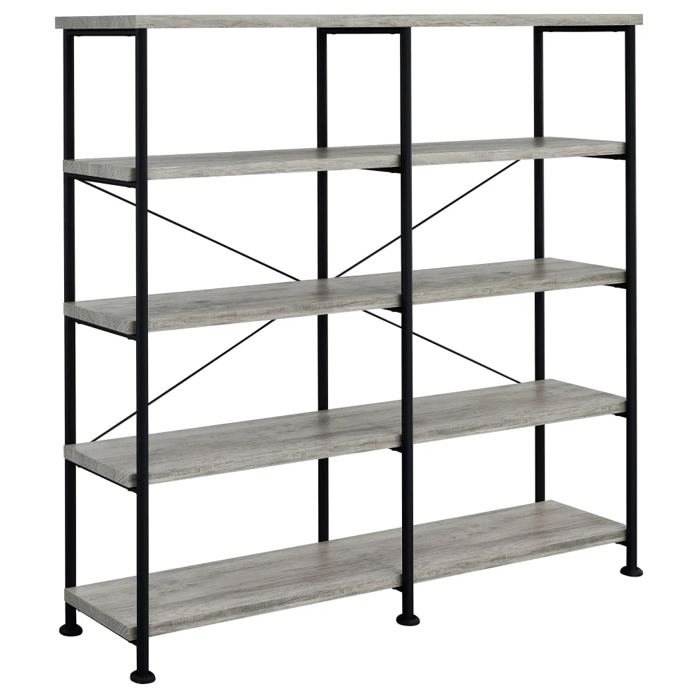 Analiese 4-shelf Open Bookcase Grey Driftwood - Stylish Bookshelf