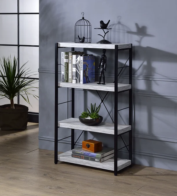 Jurgen Antique White and Black Bookshelf for Home Decor