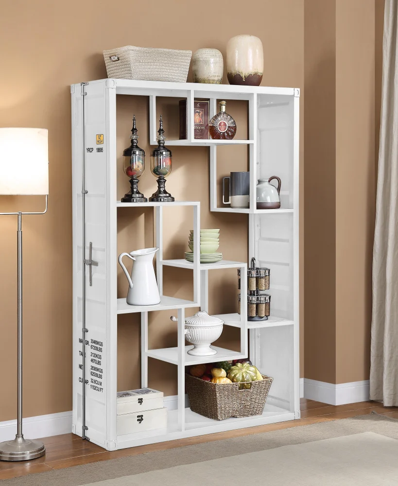 Cargo White Shelf Rack Modern Bookcase with Adjustable Shelves