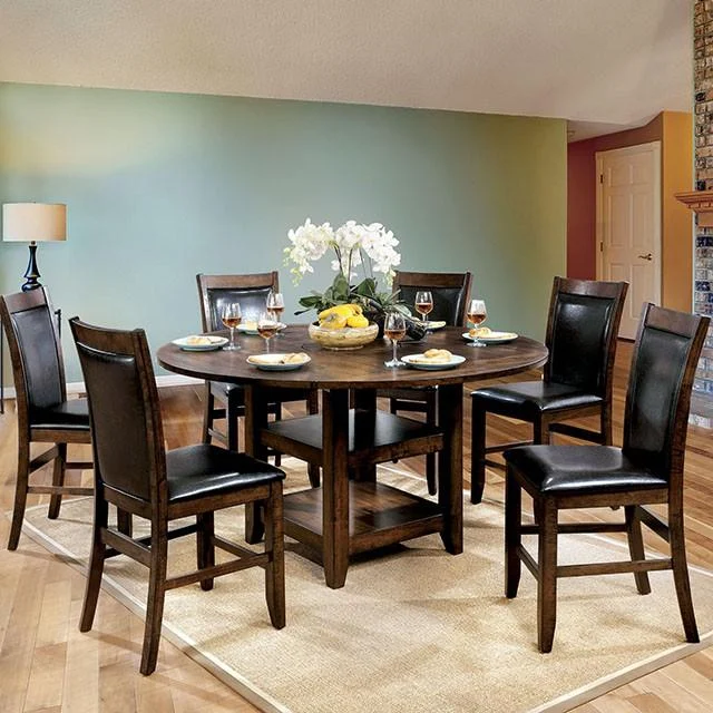 MEAGAN II Brown Cherry Round Counter Ht. Table - Kitchen Breakfast Table
