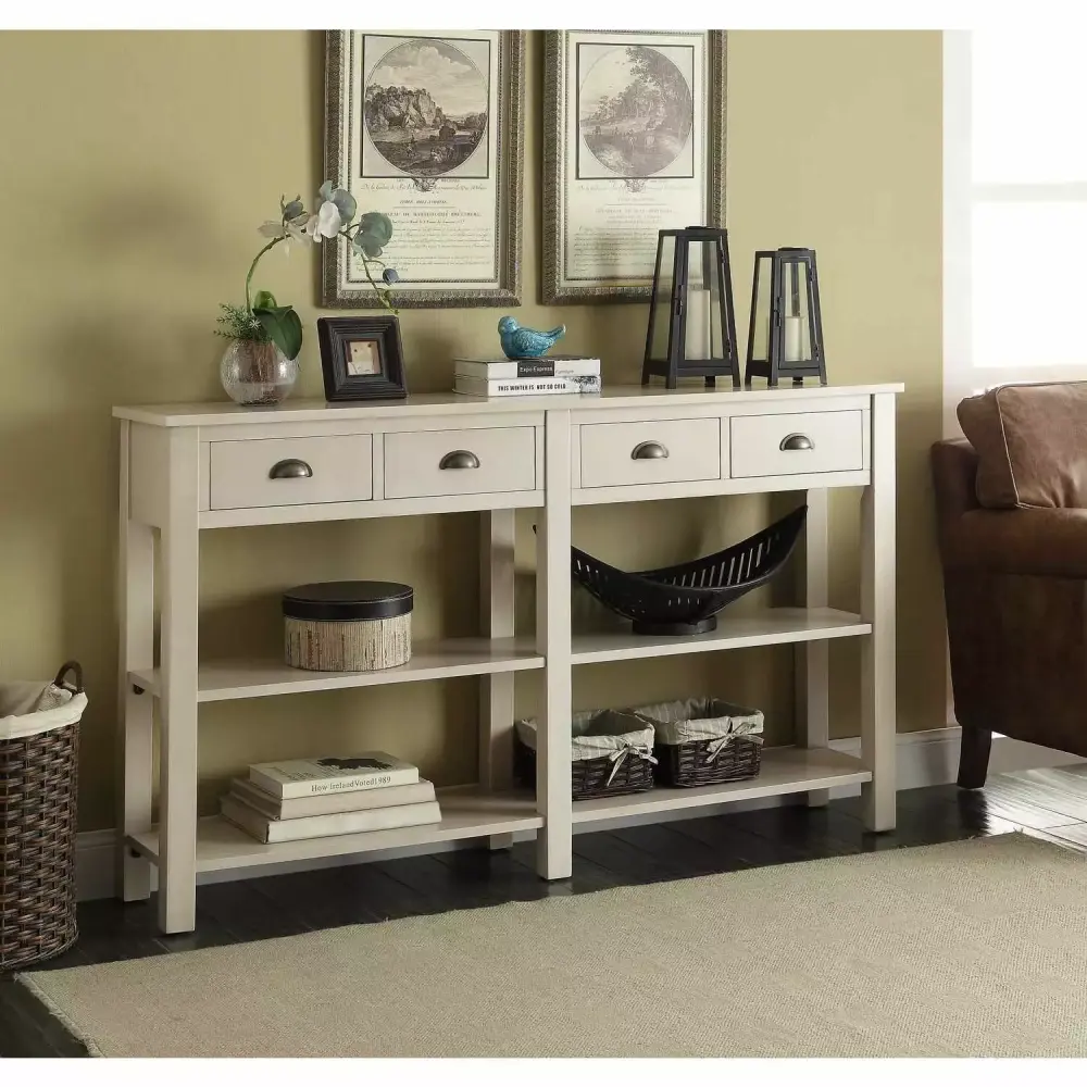 Home Roots Furniture Wood & MDF Cream Console Table 35 x 60 x 12 Inches