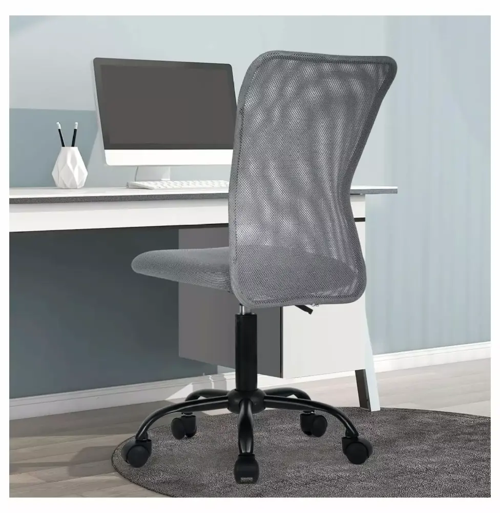 Affordable Ergonomic Mesh Office Chair Height Adjustable Armless Computer Chair Grey