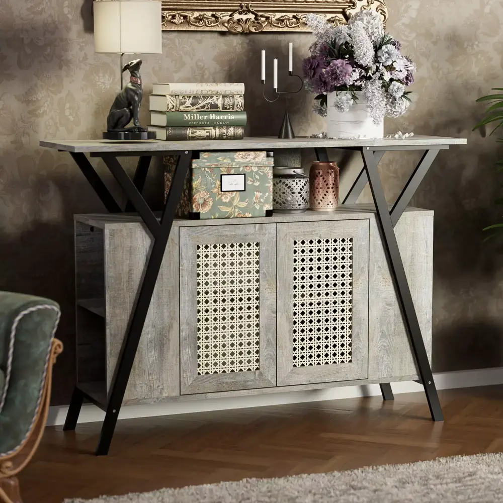 SunsGrove Entrance Cabinet Storage Sideboard Buffet Cabinet with Adjustable Shelves for Living Room or Dining Room