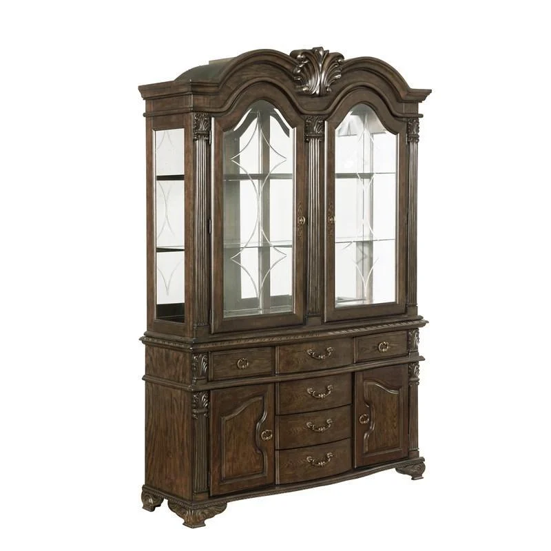 Crown Mark Neo Renaissance Buffet with Hutch in Brown 2420-H/B