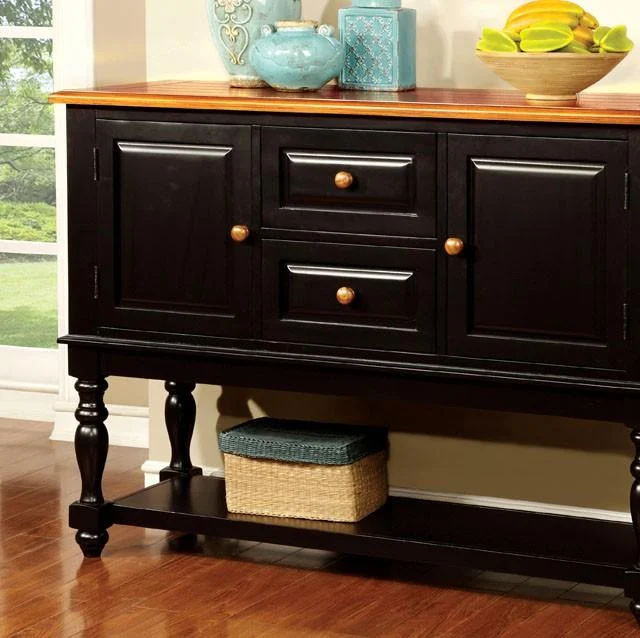 MAYVILLE Black Antique Oak Server Dining Room Buffet