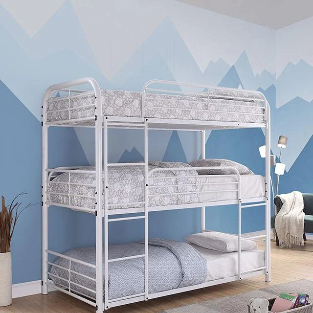 Opal II White Triple Decker Bed Space-Saving for Kids