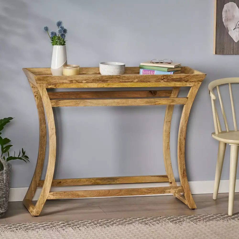 Spaco Wood Devon Butler TV Table with Serving Tray - Living Room Side Table