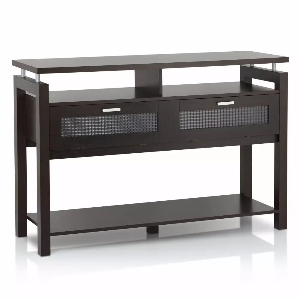 Elm Wood 2-Cabinet Console Table in Espresso Finish for Entryway