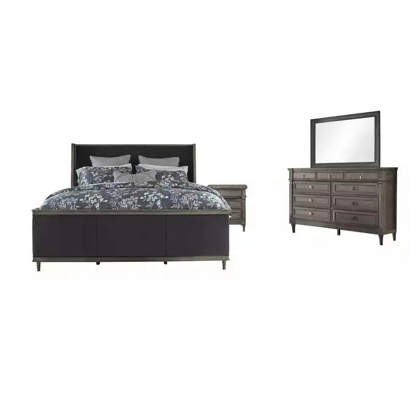 Alderwood 4-piece California King Bedroom Set French Grey - Elegant Style