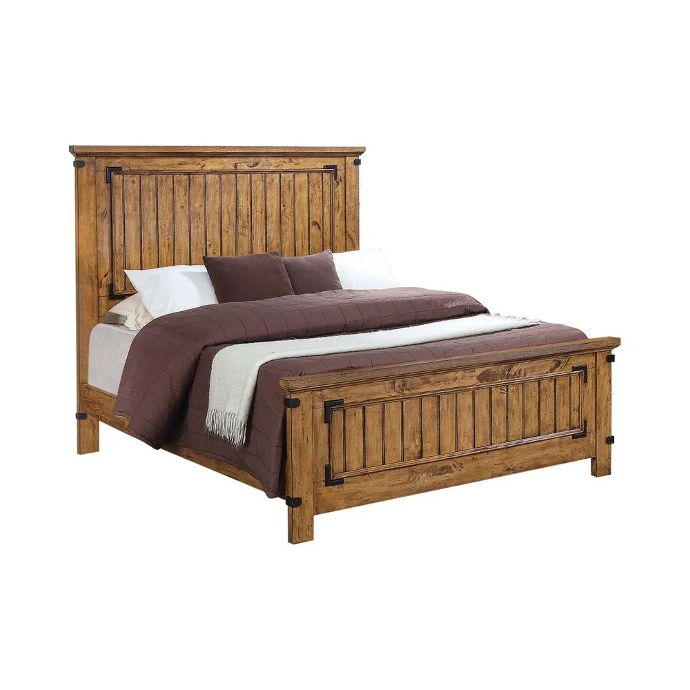 Brenner California King Panel Bed in Rustic Honey