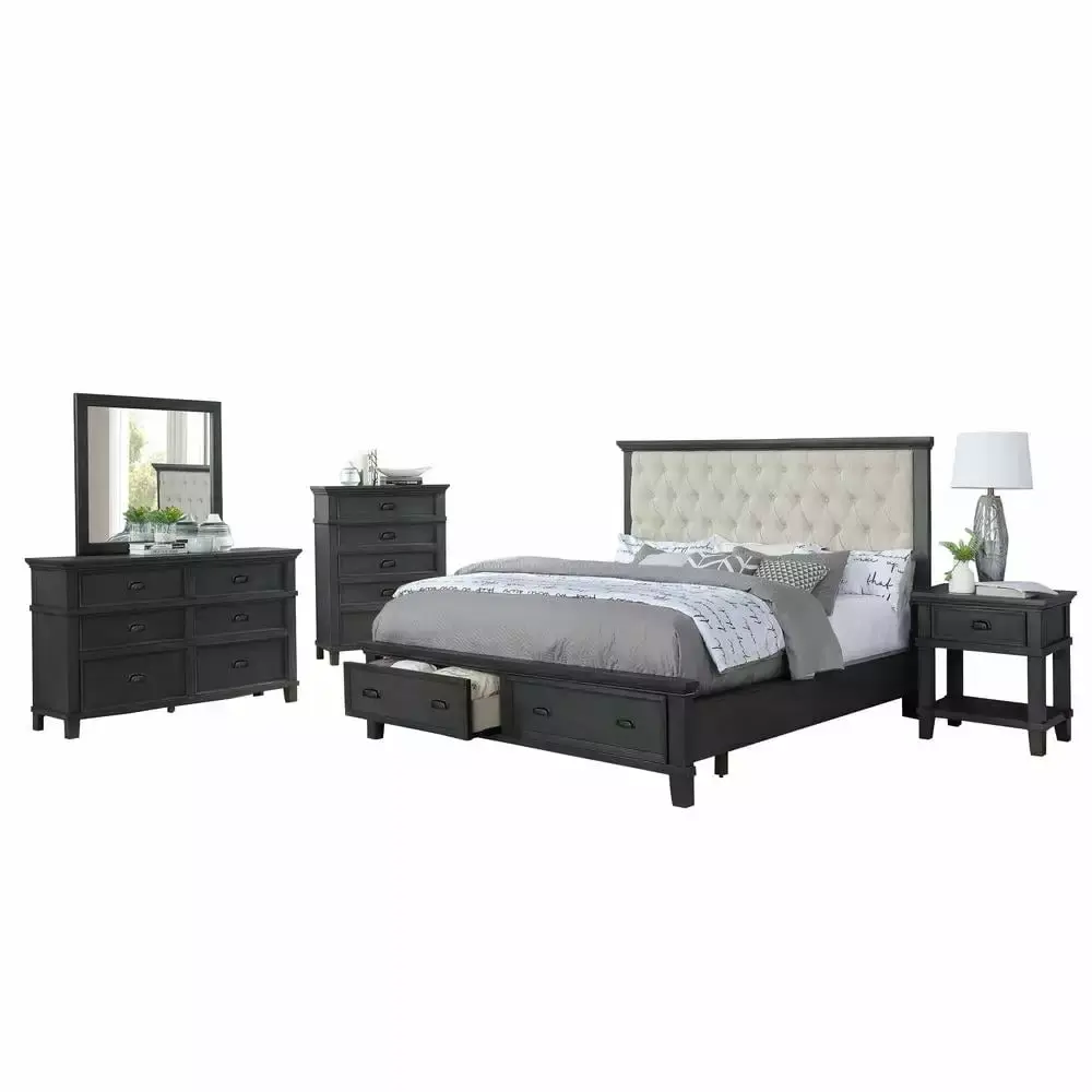 Sandy Platform 5-Piece California King Bedroom Set in Cappuccino Wood