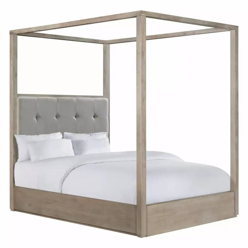 Picket Houtilize Furnishings Cadia Queen Canopy 5-Piece Bedroom Set in Grey