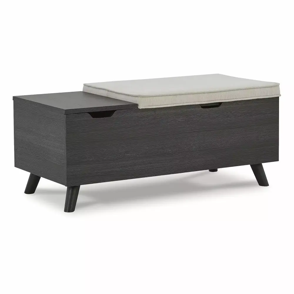 Signature Design by Ashley Casual Yarlow Storage Bench Linen Gray for Bedroom or Living Room