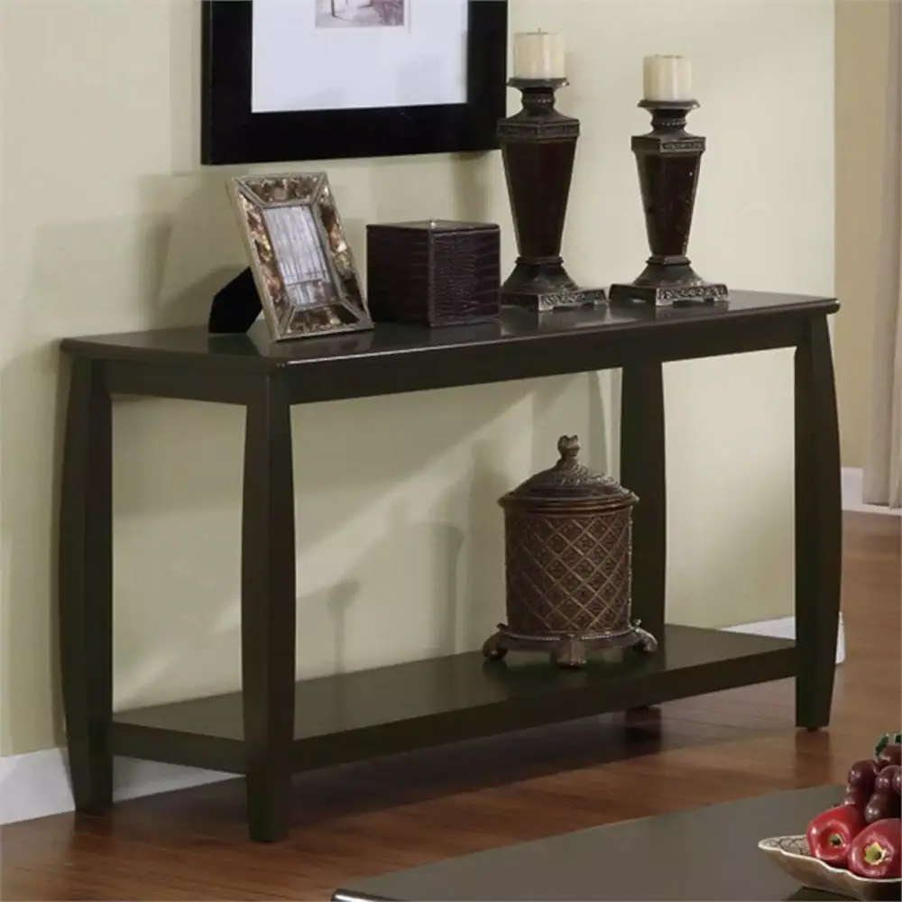 Bowery Hill Casual Console Table in Cappuccino Finish for Hallway or Living Room