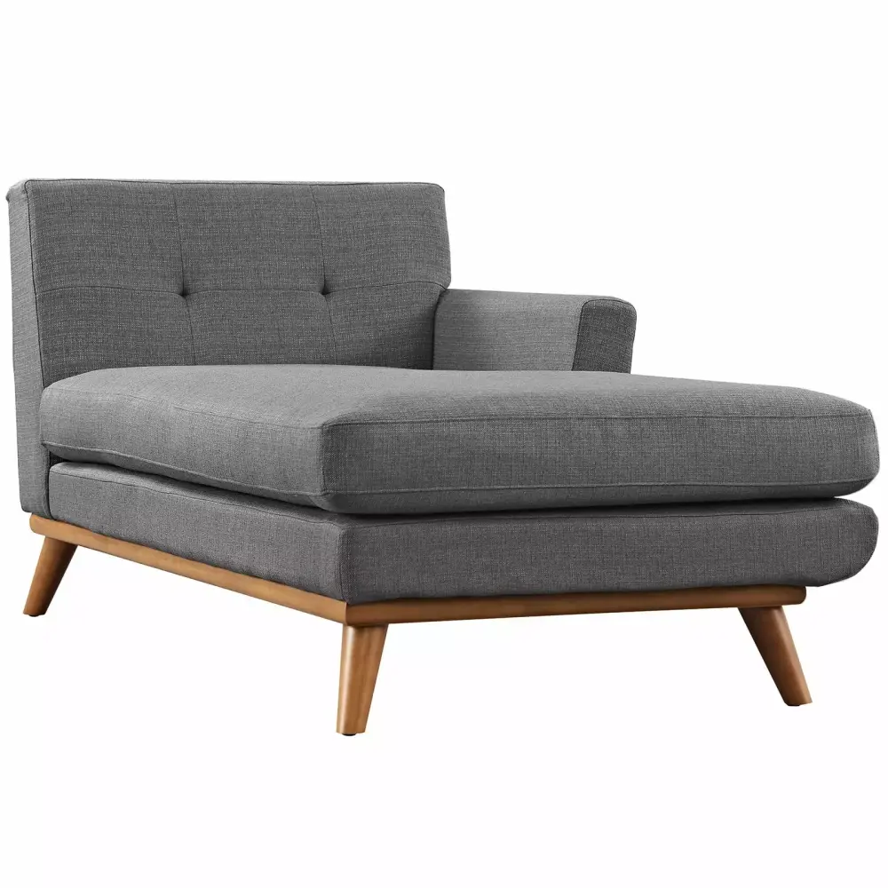 Accent Sofa Chaise Chair in Gray Fabric for Living Room Cafe Bistro