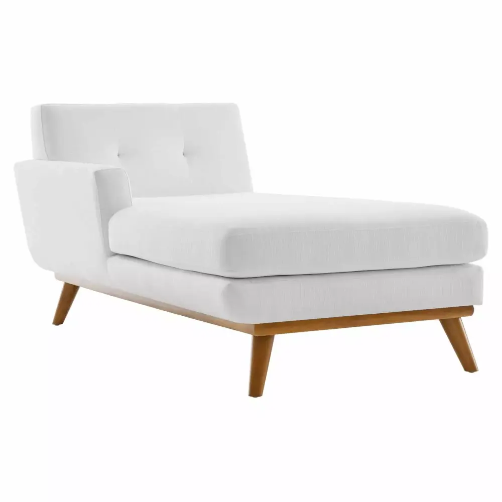Accent Sofa Chaise Chair in White Fabric for Modern Living Room