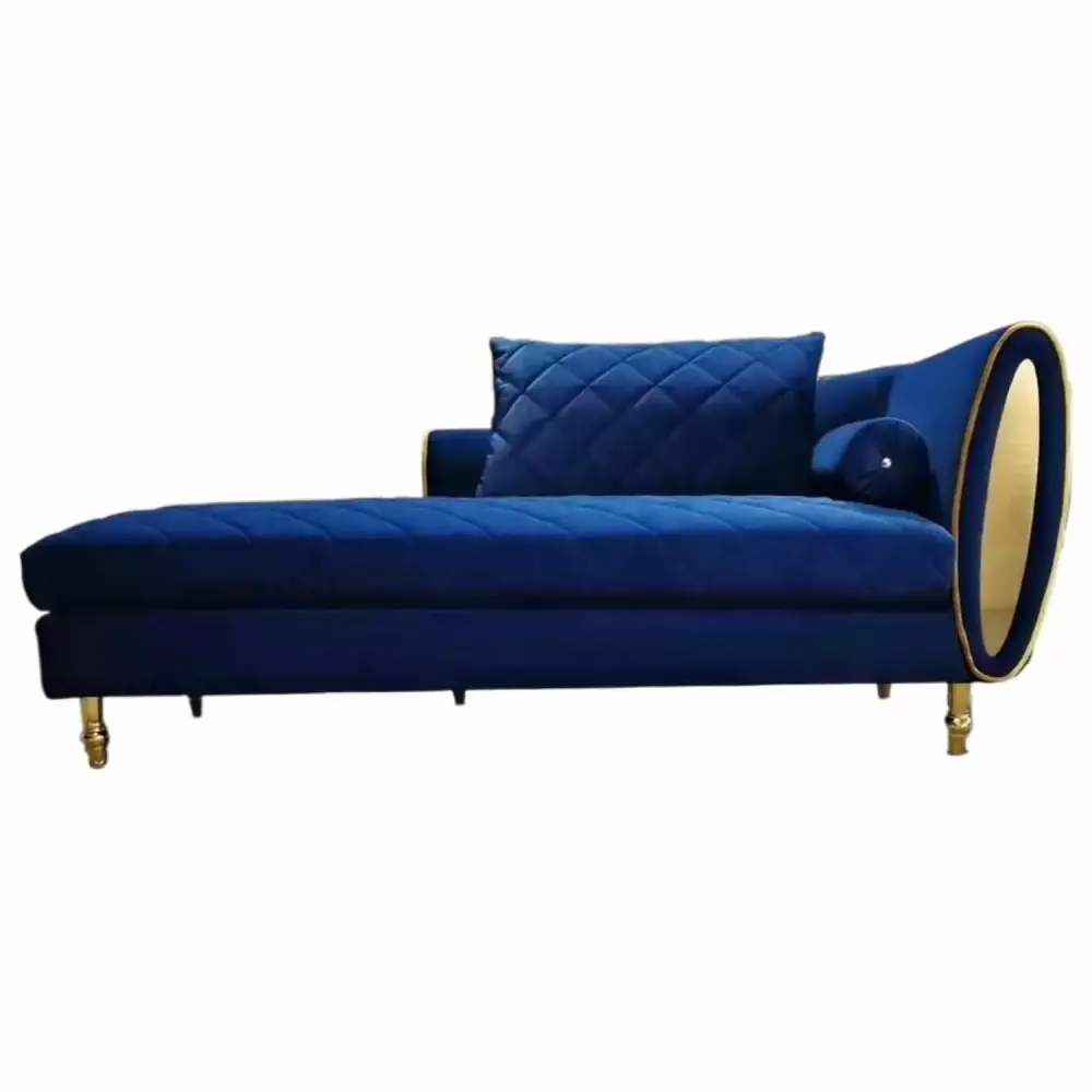 Homestock Seaside Style LUX-809 Blue Chaise Lounge Coastal Living Room Furniture